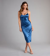 Ophelia Satin Lace-Up Midi Formal Dress