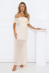 Lumière Off Shoulder Mesh Maxi Dress