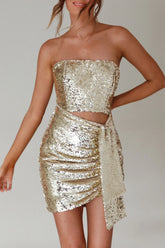 Joie De Vivre Sequin Mini Dress Gold