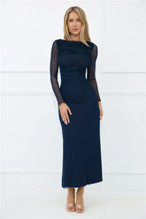 Thinking Pretty Long Sleeve Maxi Dress Navy
