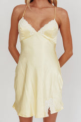 Las Vegas Strappy Back Lace Trim Mini Dress Butter