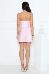 Dressed To Dazzle Strapless Satin Mini Dress Pink