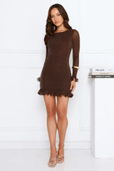 Lookbook Long Sleeve Mini Dress Brown