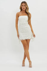 Lacynda Strapless Embellished Mini Dress White