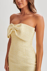 MESHKI Elizabeth Tweed Bow Mini Dress - Lemon