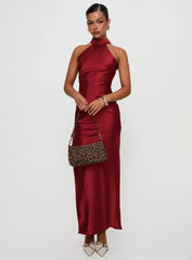 Mordecai Halter Maxi Dress Burgundy