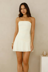 Soft Spark Strapless Mesh Mini Dress