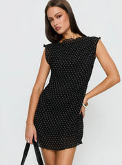 Mariner Mini Dress Noir Polka