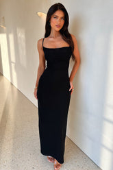 Nadine Lace-Up Back Maxi Dress - Black