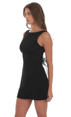 High Neck Back Bow Dress in Black