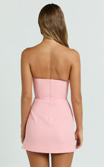 Avery Mini Dress Strapless Corset Bodice Draped Dress in Pink