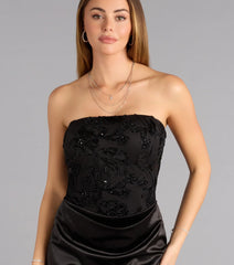 Millie Embroidered Strapless Lace-Up Mini Dress