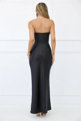 Dressed To Dazzle Strapless Satin Maxi Dress