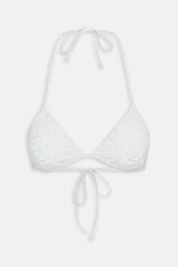 Hudson Crochet Triangle Bikini Top - White