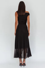 Moonlit Magic Asymmetric Neckline Maxi Dress Black