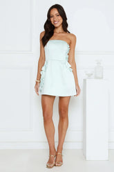 Blossom Hour Strapless Satin Mini Dress Blue