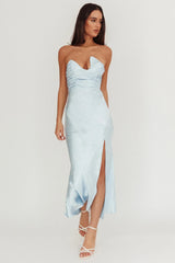 Blaise Asymmetric Neckline Maxi Dress Blue