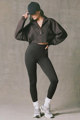 Acid Wash Cropped Sweatshirt in Ash