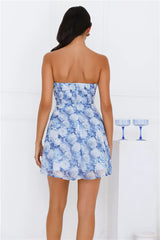 Unique Rose Strapless Mini Dress Blue