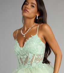 Viviana Floral Embroidered Corset Ruffled Skater Dress