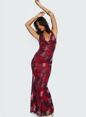 Vixyn Halter Maxi Dress Red Multi
