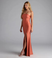 Cheryl Strapless Slit Mermaid Formal Dress