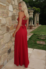 Alara Lace-Up Back Dress - Burgundy