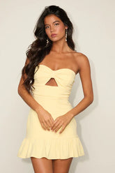 Briar Light Yellow Strapless Cutout Mini Dress