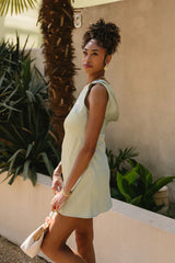 Ella Sage Green Satin Cowl Mini Dress