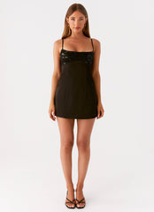 Zion Beaded Mini Dress - Black