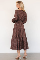 Ashlyn Long Sleeve Dress | Brown Print