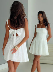 Xanthus Embroidered Mini Dress White