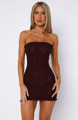 Mistress Strapless Lace Mini Dress Burgundy