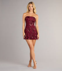 Shimmer In Bloom Floral Sequin Mini Tube Dress