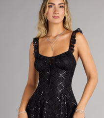 Starry Night Lace Ruffle Mini Dress