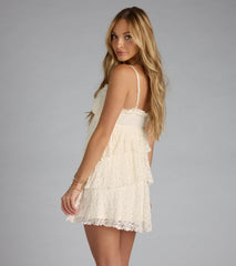 Sweet Looks V-Neck Lace Babydoll Dress