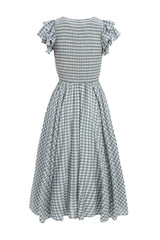 Hattie Dress in Dusty Teal Gingham