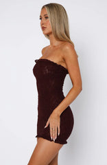 Mistress Strapless Lace Mini Dress Burgundy
