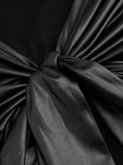 High Neck Ruched Knotted Mini Dress