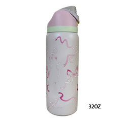 Owala Special Edition 32oz Stainless Steel FreeSip Water Bottle with Pink Ties and Bows