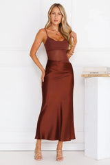 Rule The Glow Satin Mesh Maxi Dress