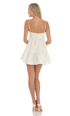 Bow Babydoll Dress in White