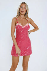 Under Manhattan Stars Sequin Mini Dress Pink