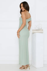 Wild Whimsy One Shoulder Mesh Maxi Dress Sage