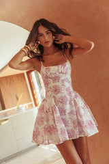 Courting Cami Strap Mini Dress Floral Pink