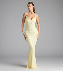 Kaylie V-Neck Bodycon Sequin Bead Formal Dress