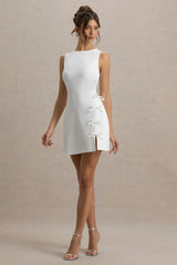Kalina | White Mini Dress With Bow Detail