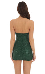 Strapless Sequin Bodycon Dress in Green