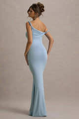 Lita | Powder Blue Twisted Asymmetric Maxi Dress
