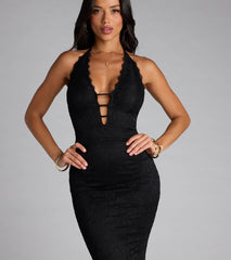 Lane Halter Strappy Lace Mermaid Formal Dress